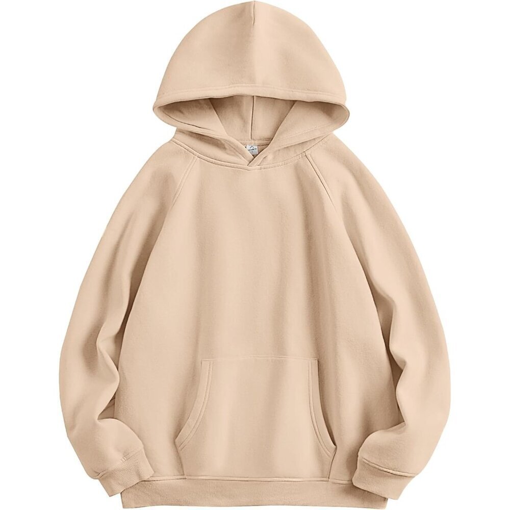 Women Apricot  Hoodies Oversized Fleece Long Sleeve Comfy Casual Sweatshirts